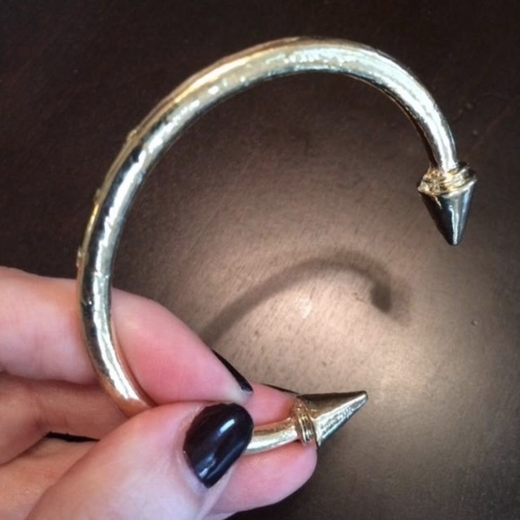 Anthropologie Jewelry - Anthropologie Gold Bangle Arrow Cabochon Bracelet